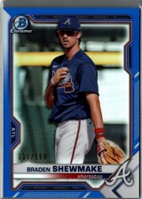 2021 Bowman #BCP-48 Braden Shewmake Chrome Prospects Blue Refractor #/150