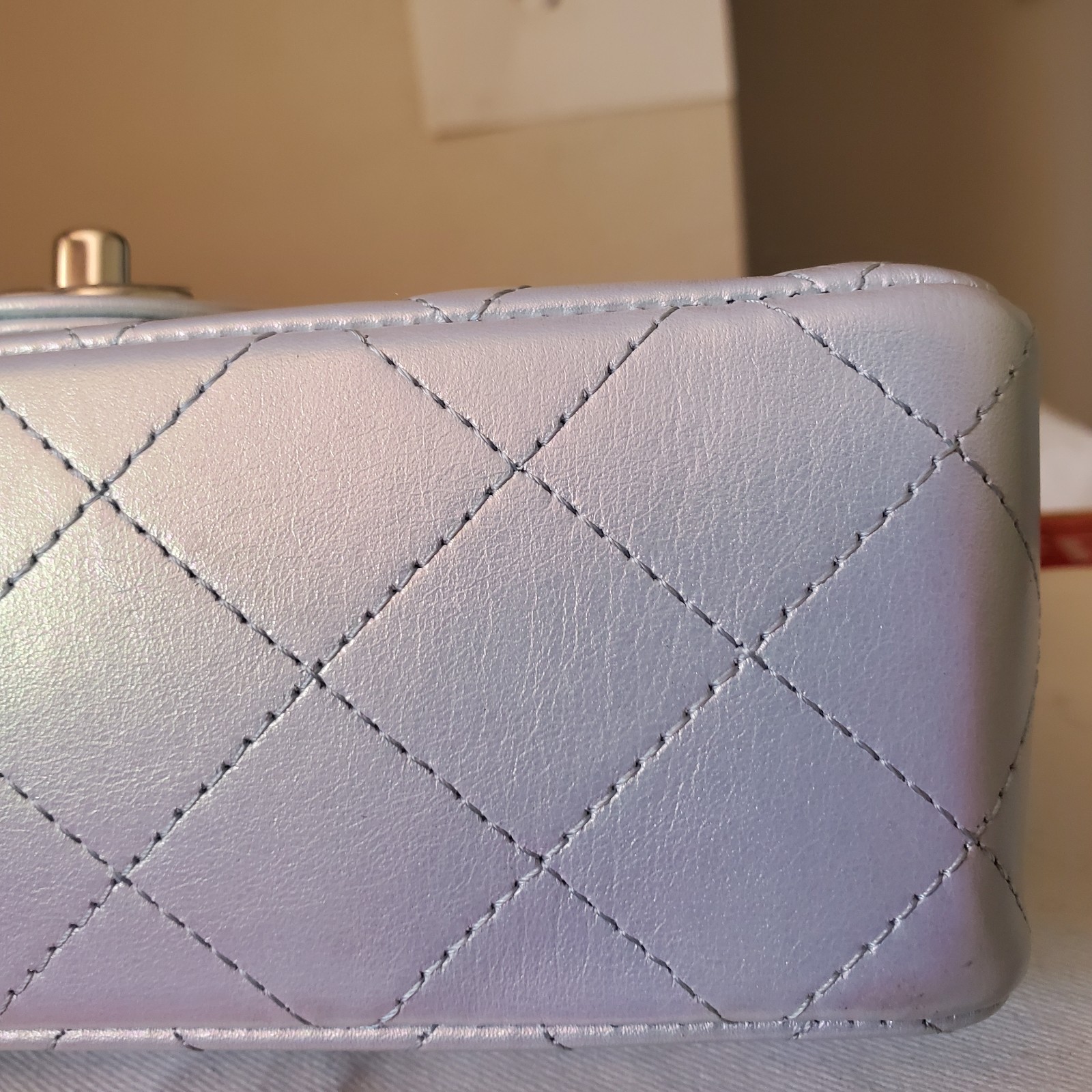 Chanel Classic mini Rectangular  Irridescebt blue… - image 18