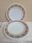 Pyrex Corning Copper Filigree Milk Glass Dinner Plates - 9" (Set of 6) Vintage