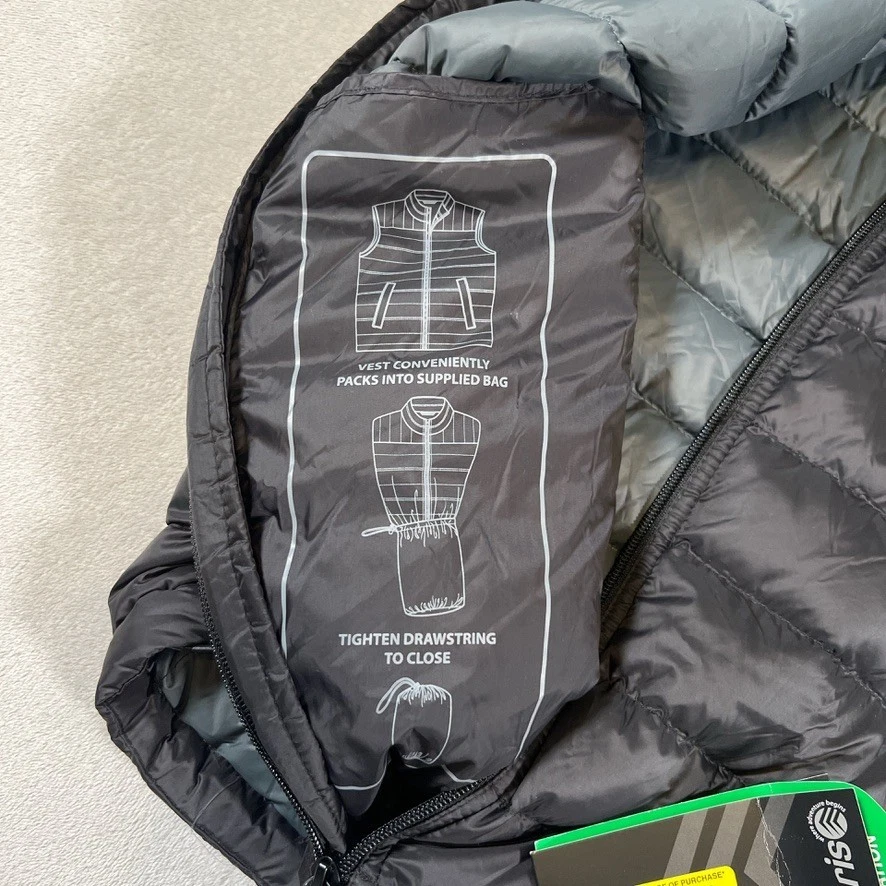 Solaris Real Down Puffer Vest Men's Large Black Packable Lightweight Quilted NEW - Image 4 of 4