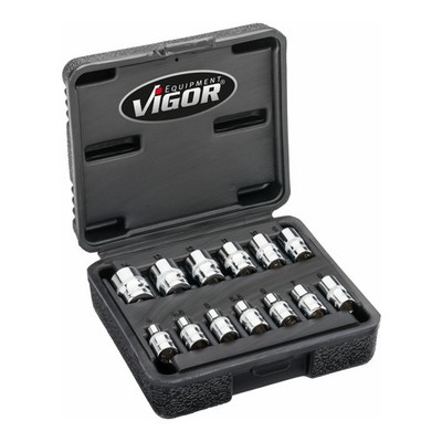 VIGOR Doppelsechskant Steckschlüssel Satz V7514/13 1/4 Zoll (6,3 mm) Vierkant