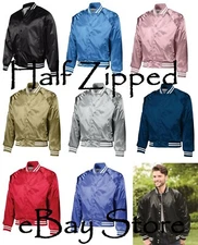 Augusta Sportswear Satin Baseball Jacket Striped Trim 3610 XS-3XL