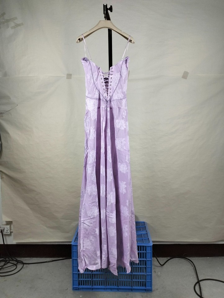 HOUSE OF CB 'Seren' Orchid Floral Lace Back Maxi Dress/Size MUS (P) 6