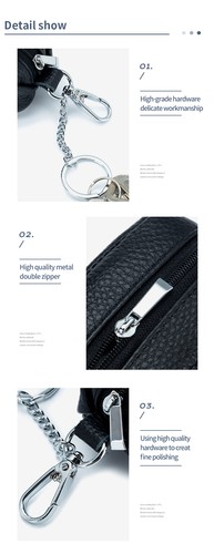 Hombres Mujeres Cuero Genuino Porta Llaveros Bolso Llavero Estuche Cartera con Ganchos de Metal - Imagen 14 de 25