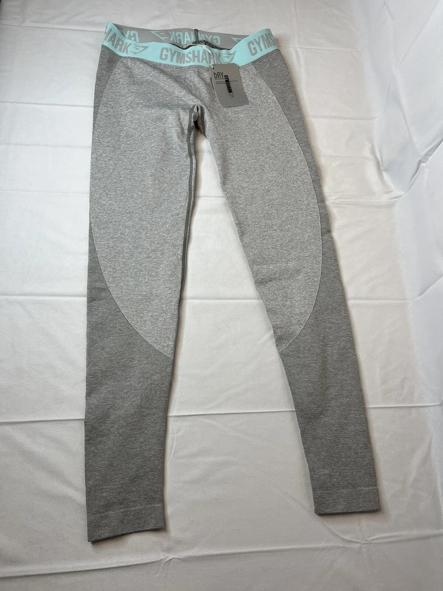 Womens Gymshark Flex Leggings V3 Gray Turquoise Wicking Sz Large