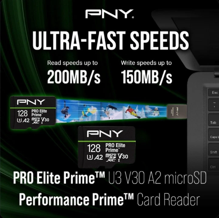 Pack 2 carte mémoire Micro SD 128GO PNY Pro Elite Prime C10 U3 V30 200MB/s NEUF - Image 2 of 4