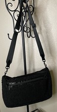 BEIS MESSENGER TOTE TRACOLLA NERA ESPANDIBILE FINTO SHEARLING TROLLEY PASS THRU