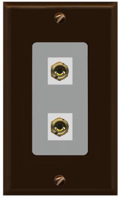 RiteAV 2 Port Banana Jack Plug (1 Speaker) Wall Plate - 1 Gang [Brown/Gray]