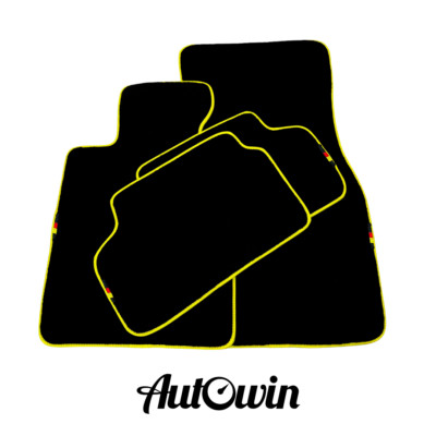 AutoWin Black Floor Mats for BMW 4 Series G26 Gran Coupe (2021-2025) Yellow Trim