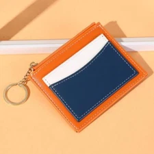 NNEDSZ Portable Simple Card Holder Coin Purse With Keychain Unisex Pu Wallet - O
