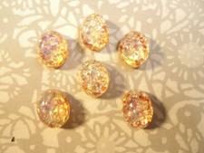 6 West German Glass Opal Simulate Stones 10x8mm