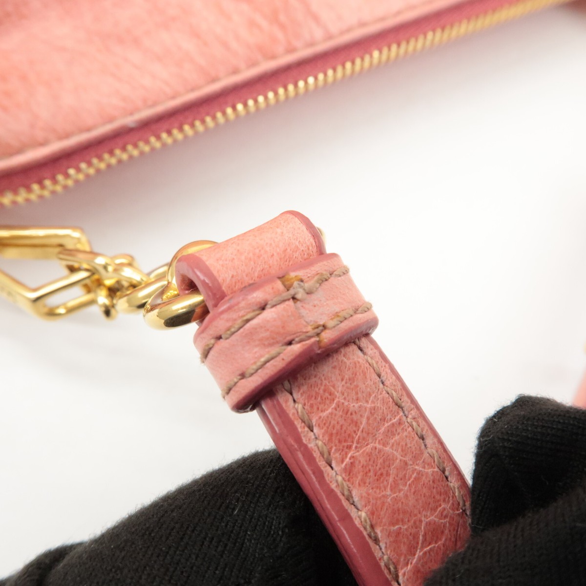 バッグ miu miu side ribbon leather hand bag miu miu Side Ribbon 2way Leather Shoulder Handbag Brown Gold