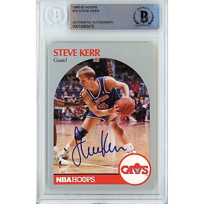 Steve Kerr Signed 1990-91 NBA Hoops #75 Cleveland Cavaliers Beckett Slabbed Auto