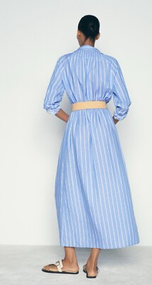 ZARA WOMEN STRIPED BELTED SHIRT DRESS BLUE WHITE ALL SIZES NWT | 8243/971 |  eBay