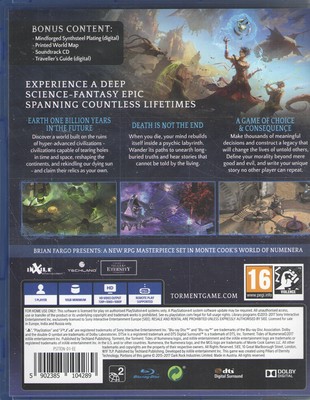 Jeu Torment Tides Of Numenera PS4 - Version PROMO PRESS PAL - Très Bon état