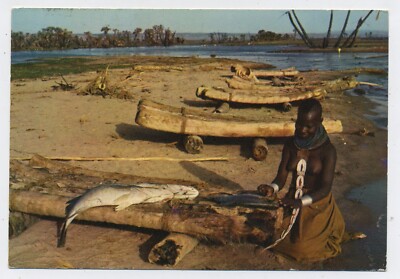 Native Mädchen Angeln Turkana See Kenia Afrika Vintage Postkarte C31