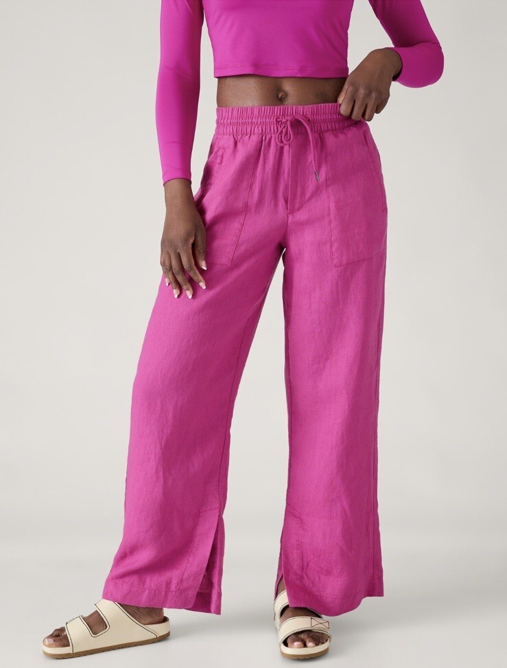 Pink Linen Linen Wide Leg Pants Petite Loose Pants Lodgix Linen