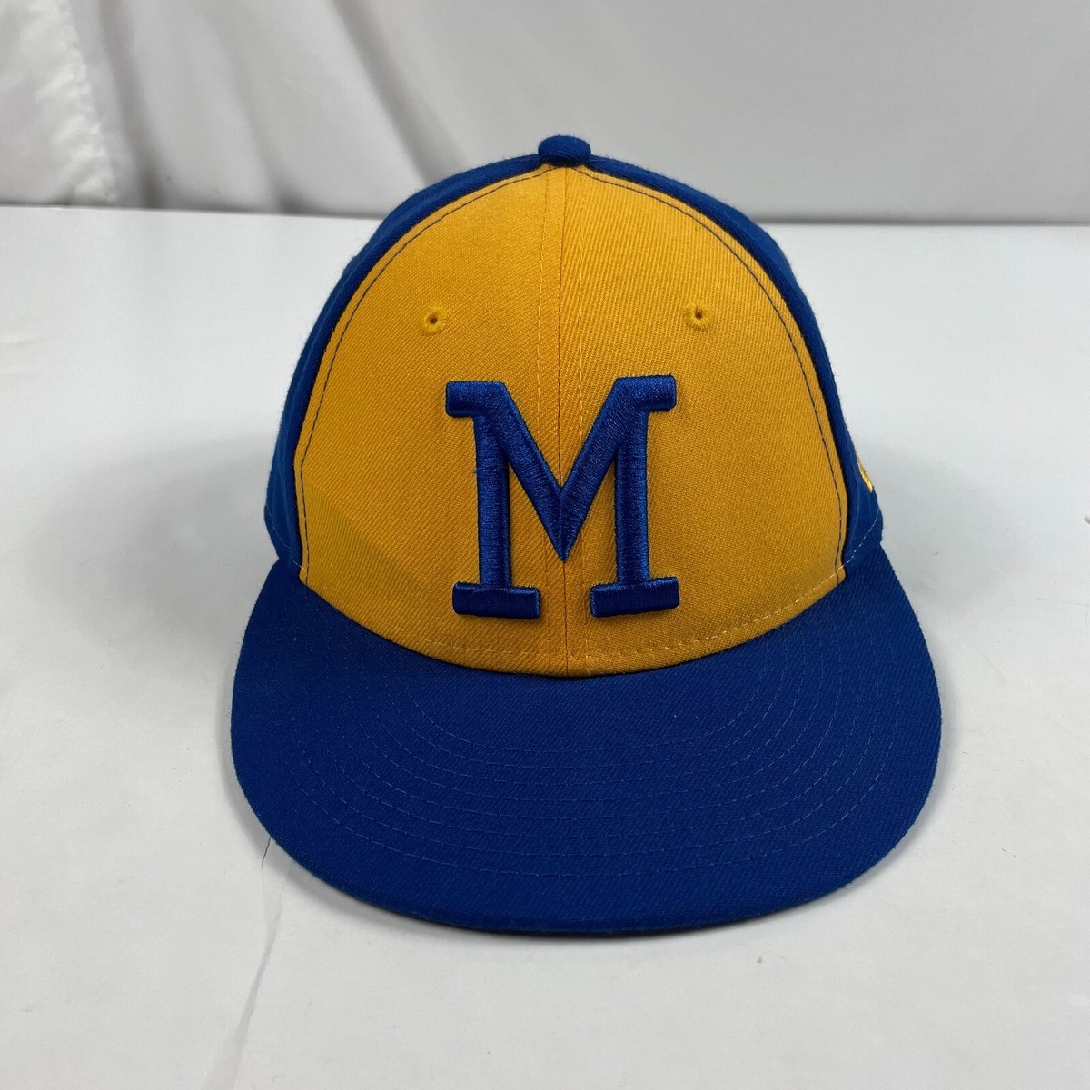 美品！New Era 59FIFTY キャップ 7 1/4 ブリュワーズ Milwaukee Brewers Baseball Hat Cap Mens 7 Yellow Blue New
