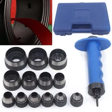 Hollow Punch Tool Set Leather Kit Gasket Hole Rubber Cutter Cutting+ Box 14pcs