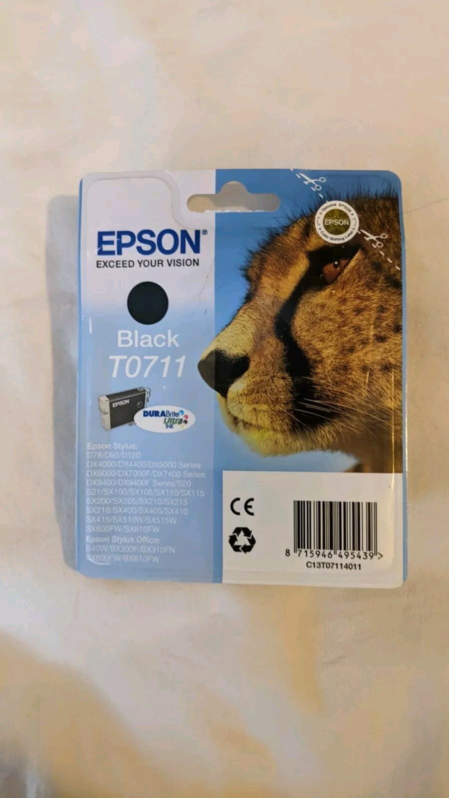 Genuine Original Epson T0711 Black Ink Cartridge Official