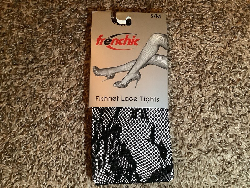 Frenchic fishnet lace tights, fashion, color black, size: S/M