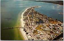 Florida, Air View Ft. Myers Beach, Fishing Pier, White Sands, Vintage Postcard
