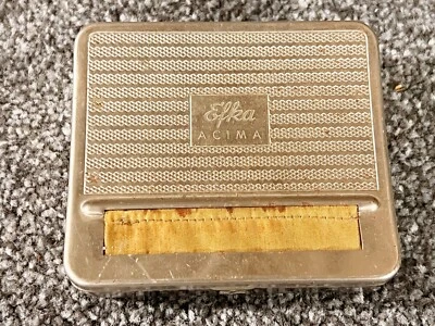 ANTIQUE EFKA ACIMA SILVER PLATE ART DECO ENGINE TURNED CIGARETTE CASE ROLLER BOX - Image 1 of 4