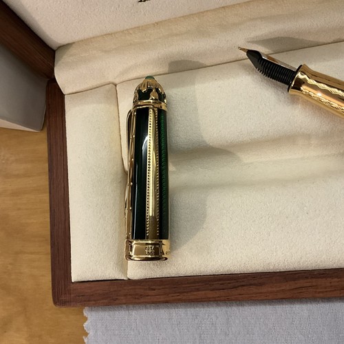 MICHEL PERCHIN RIBBED GREEN AND GOLD LIMITED EDITION FOUNTAIN PEN VERY RARE - Bild 3 von 12