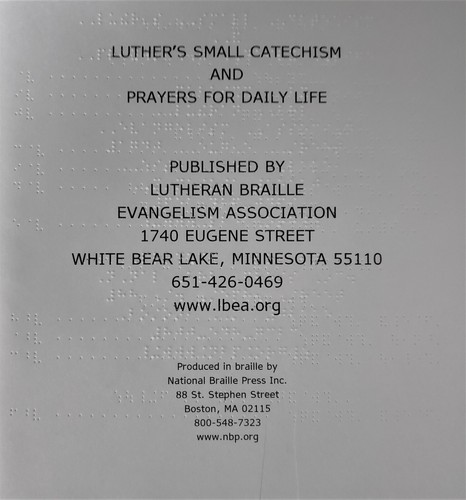 Braille Luther's Small Catechism & Prayers for Daily Life, Dual Print/Braille - Bild 1 von 4