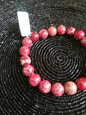 Bracelet perles jaspe rouge mat, hématite et acier inoxydable
