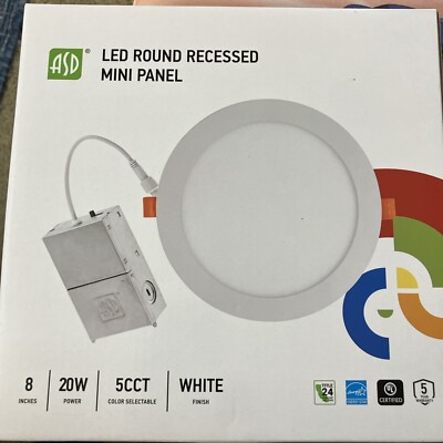 ASD Ultra Thin LED Recessed Lighting 8 Inch with Junction Box 5 CCT 2700K-500...