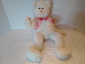 Plush TY Attic Treasure AMETHYST WHITE CAT 15" Kitty Cat Jointed Blue Eyes 