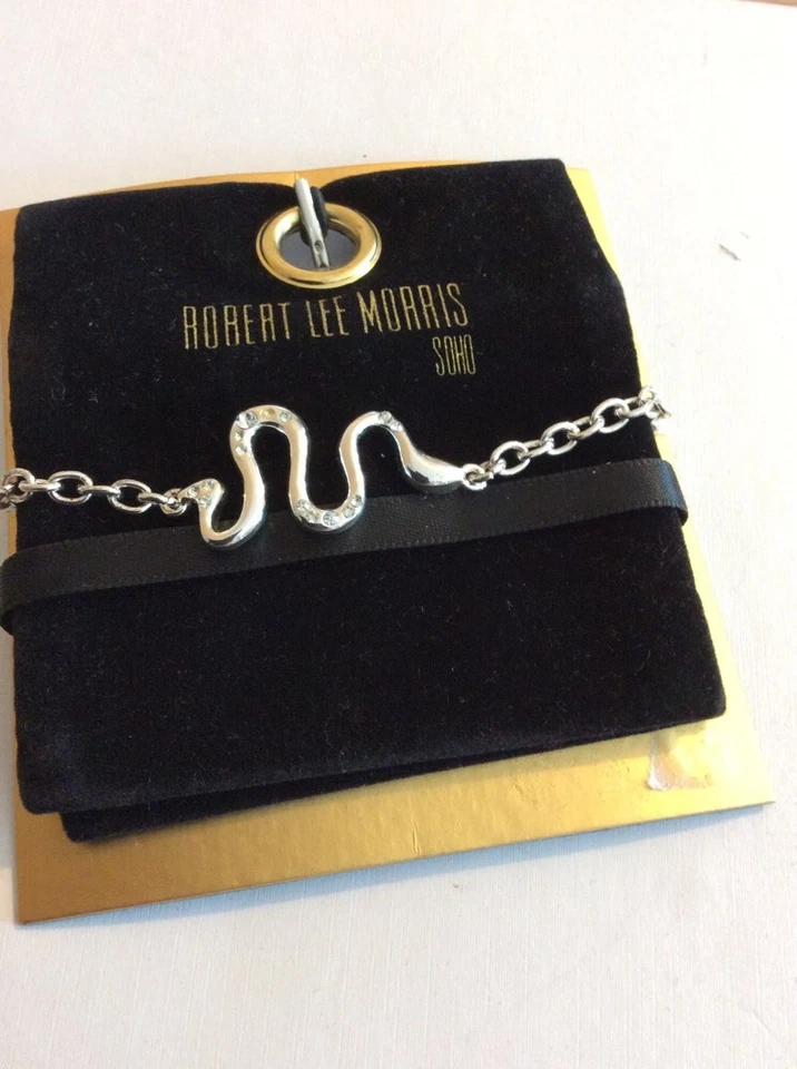 Robert Lee Morris silver tone SOHO Snake Crystal Accent Open Bracelet $35 O10 - Image 3 of 3