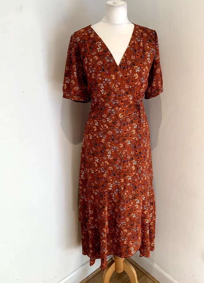 Nanette Lepore midi платье США 10 Великобритании 12 14 VGC узор печать надежном оборки цветочный - Изображение 2 из 4