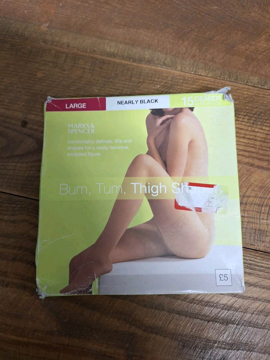 Marks Spencer Large Nearly Black 15 Denier Bum Tum Thigh Shaper