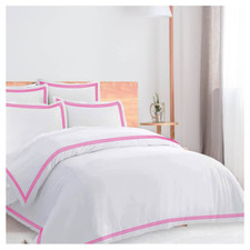 400TC Cotton Triple Edge Embroidery Sateen Solid Duvet Cover Set