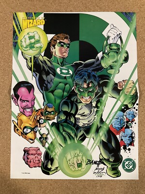 Signed Daryl Banks 1998 Green Lantern DOUBLE SIDED WIZARD POSTER 13x10 DC Comics