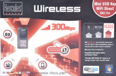 Hercules WLAN Stick 300 Mbit/s USB - 2.4 GHz Band - Wi-Fi Adapter Dongle Mini