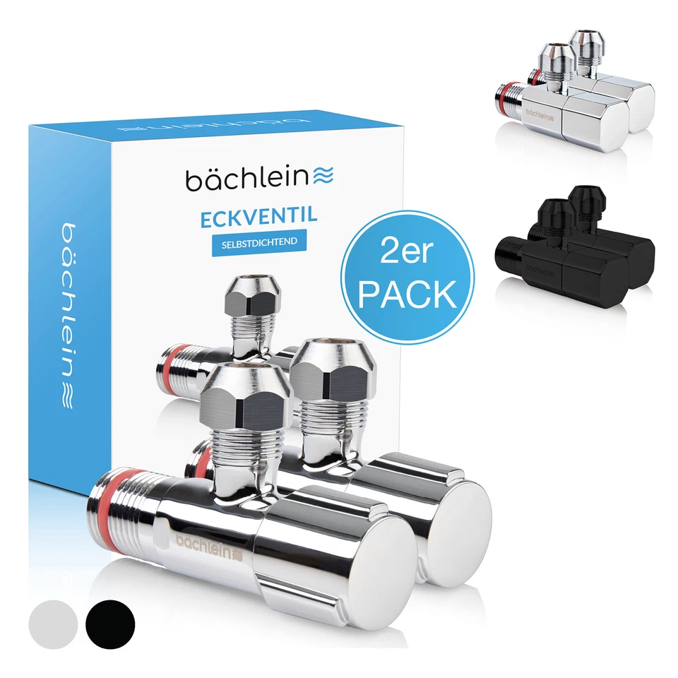 Bächlein Eckventil selbstdichtend [2er Set] mit Schraub- oder Schnellverschluss