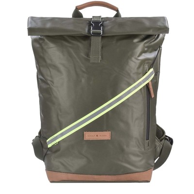 Greenburry Rolltop Kurier Rucksack Fahrradrucksack oliv mit Reflektorband 
