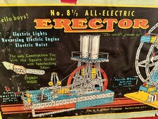 3 Vintage Erector Sets 8 1/2 Electric, Great New, Worlds Greatest Toy