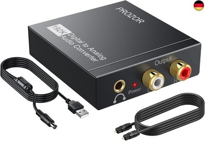 PROZOR Da Wandler Optisch auf Cinch Audio Adapter Toslink auf Klinke Aux