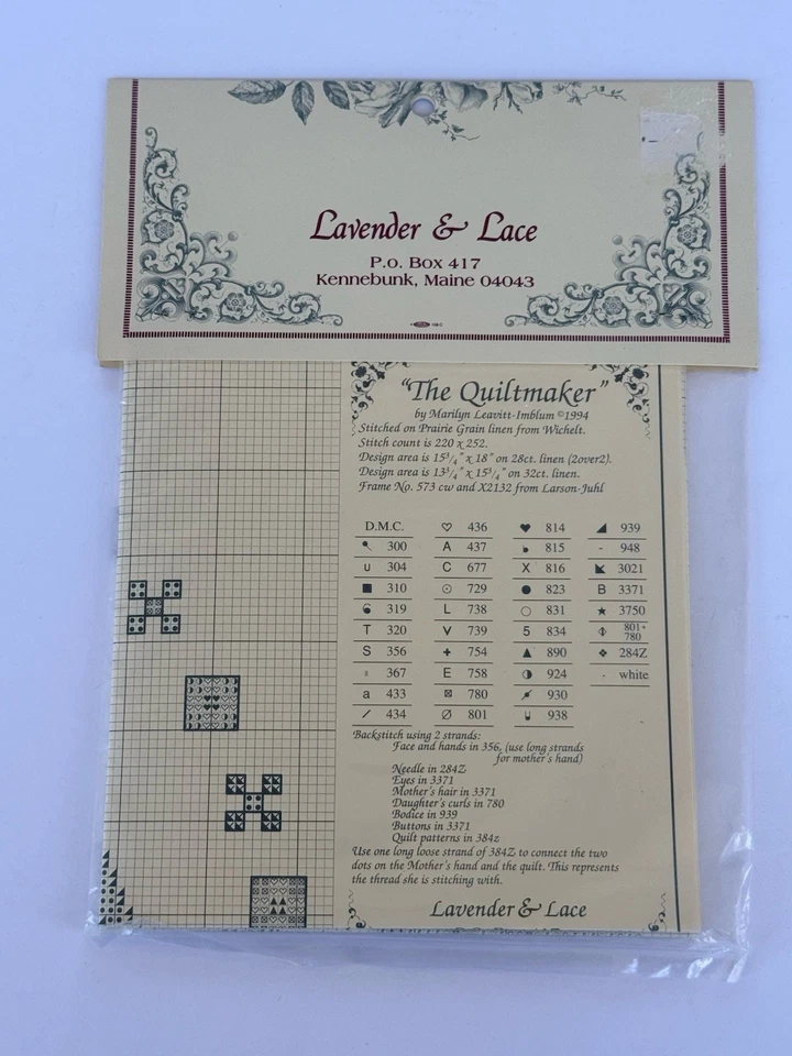 Needlecraft Lavender & Lace Counted Cross Stitch Pattern THE QUILTMAKER - Image 3 of 3