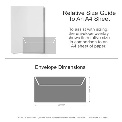 110 x 220 Mid Green DL Envelope | Peel/Seal | 120gsm Straight Flap Envelope - Picture 3 of 3