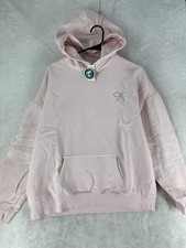 Aeropostale Hoodie Womens Medium Pink Cloud Soft Fleece Pullover Rhinestone Bow