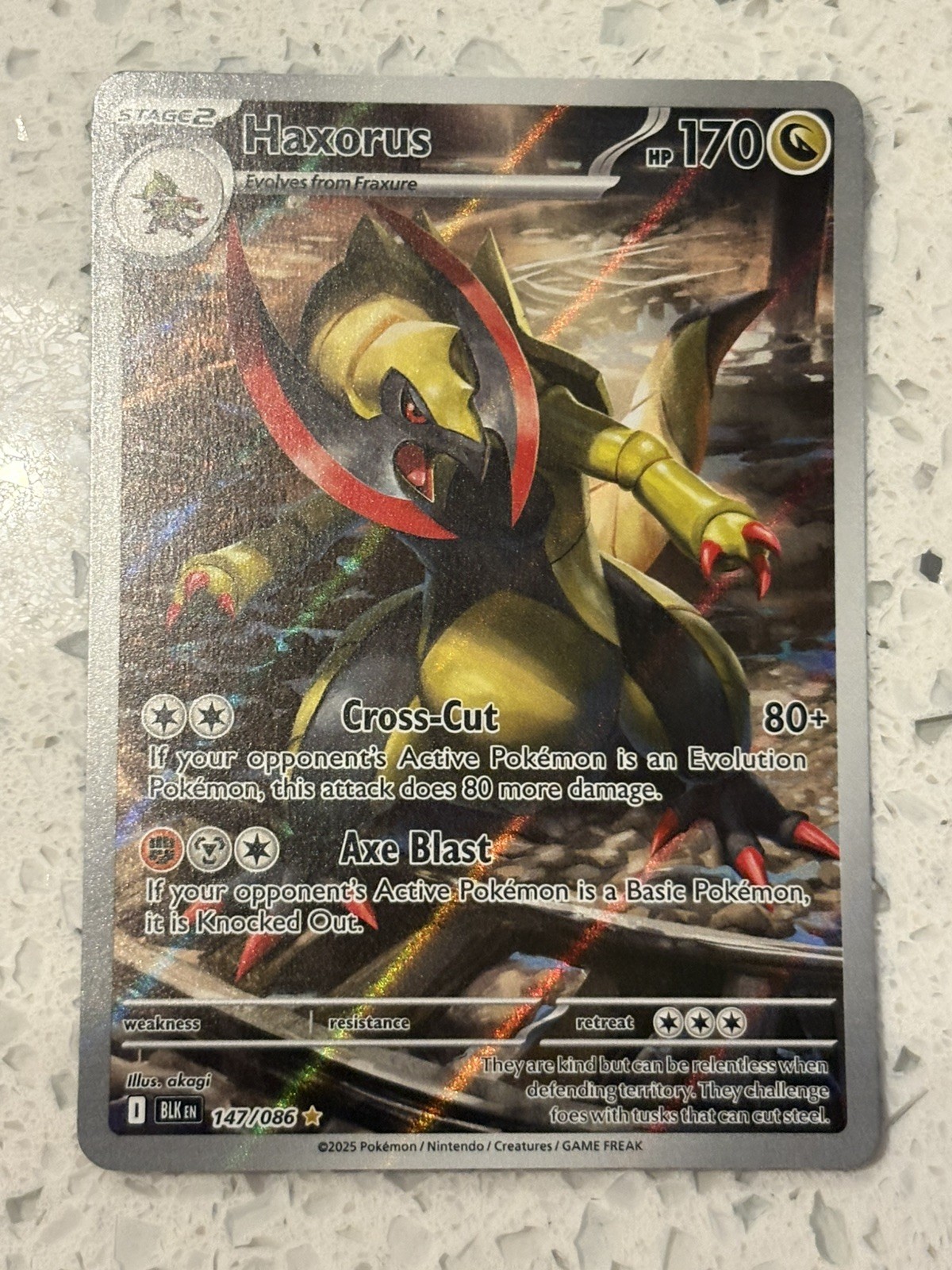 Pokemon Cards Haxorus 147/086 Black Bolt Holo Illustration Rare NM