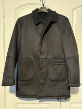 Lauren Ralph Lauren Overcoat Black Sherpa Collar Button Men's Size 38S