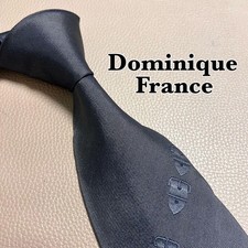 Dominique France Men  s Gray Silk Tie Stripes Dots Check High Brand Used