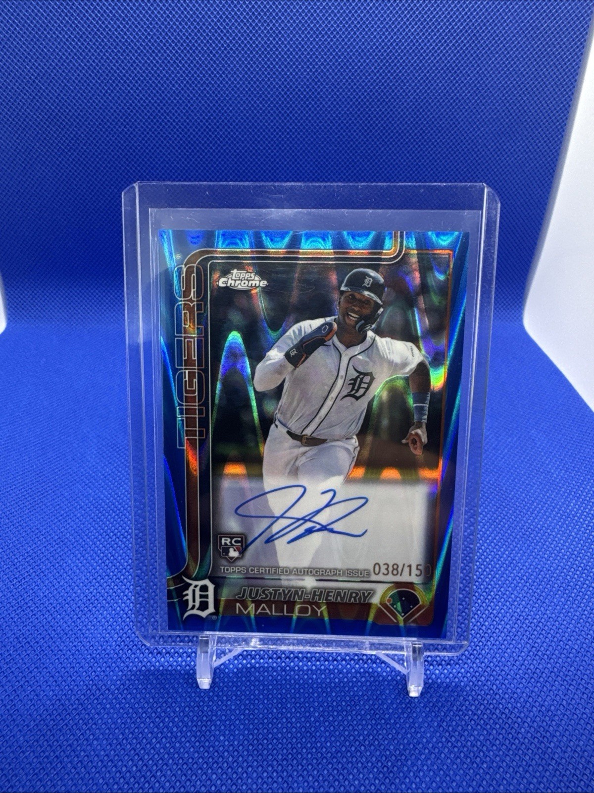 2025 Topps Chrome X Blue Lava Rookie Auto/150  Justyn Henry Malloy Tiger # RA-JM