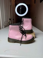 Dr. Martens 1460J Toddler Kids Size 1 Pink Patent Leather Combat Ankle Boots